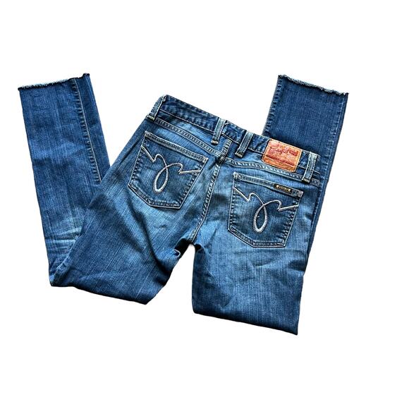 Womens Lucky Brand Lola Straight Run Stitch Jeans 2/26 Frayed Hem Low Rise - Picture 8 of 14